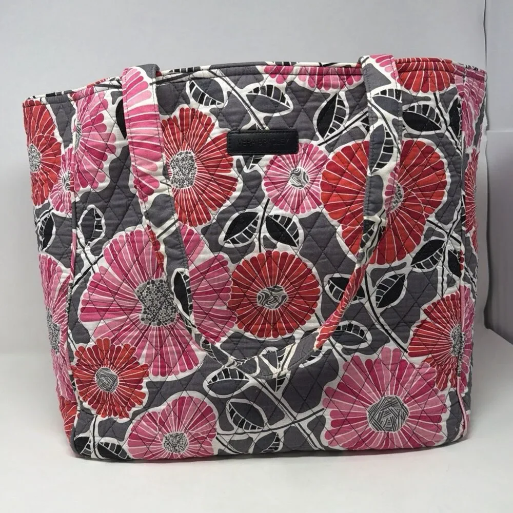 Vera Bradley Cherry Blossoms Tote Quilted Pink Floral Shoulder Bag Retired